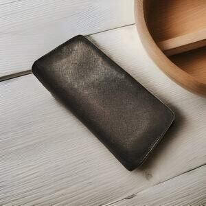 Vintage Coach Wallet Slim Bifold Black Cross-grain Leather Classic Men's Women's